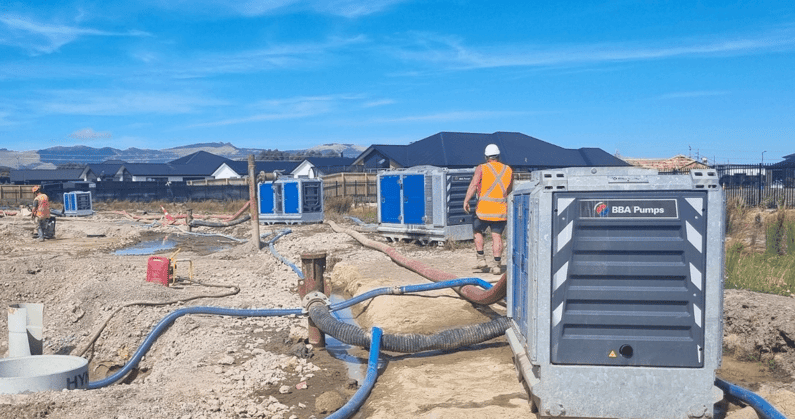 BBA auto-prime pumps managing groundwater during subdivision development works