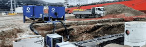 Prime water treatment equipment operating at the CentrePort construction site in Wellington