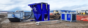 Prime modular water treatment setup operating on a civil construction site