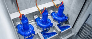 Three hidrostal bearing frame pumps in a pump station
