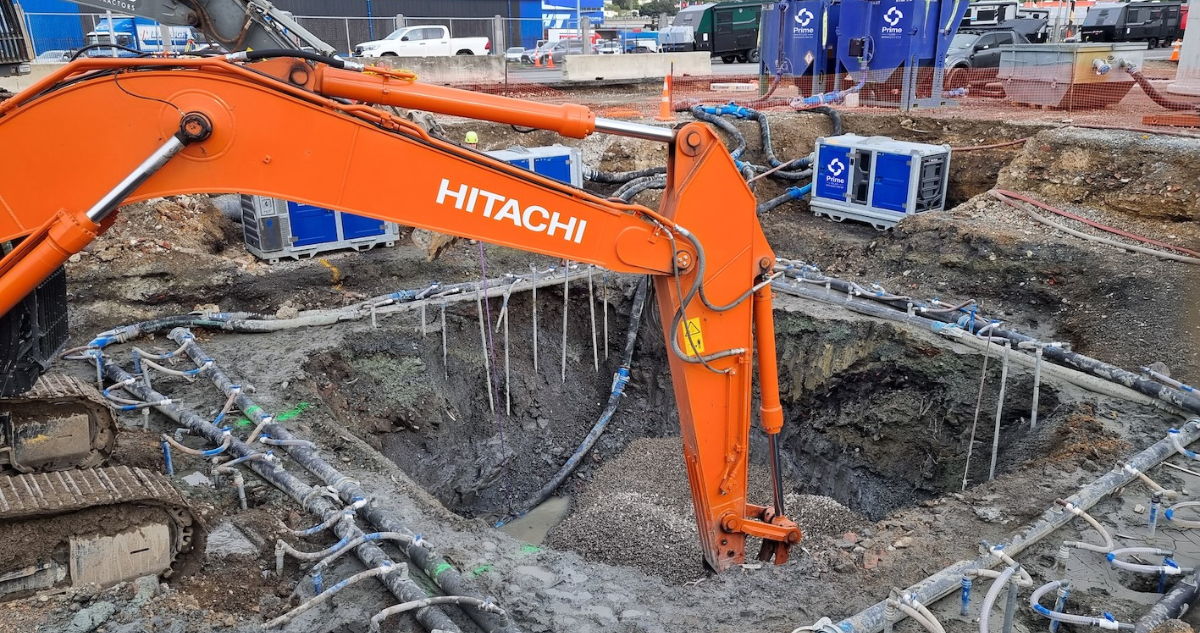Wellpoint dewatering in action at CentrePort – keeping the excavation dry during works